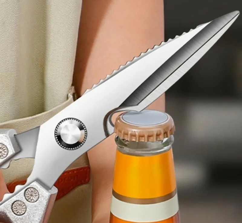 Professional kitchen scissors close-up